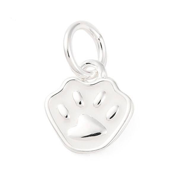 925 Sterling Silver White Enamel Paw Print Charms