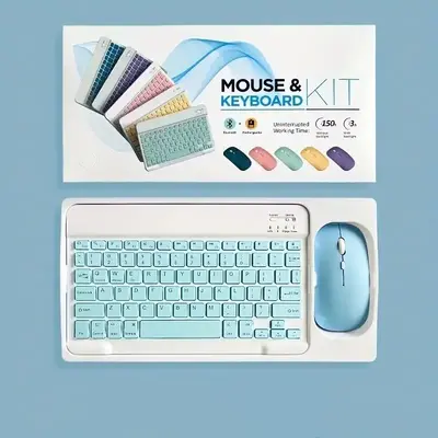 Wireless Keyboard & Mouse Set, Portable Keyboard with Mouse, Rechargeable Keyboard & Mouse Set for iPad, Tablet, Laptop, Offi...