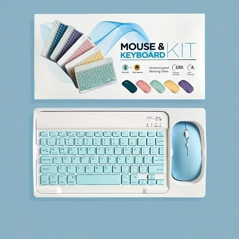 Wireless Keyboard & Mouse Set, Portable Keyboard with Mouse, Rechargeable Keyboard & Mouse Set for iPad, Tablet, Laptop, Offi...
