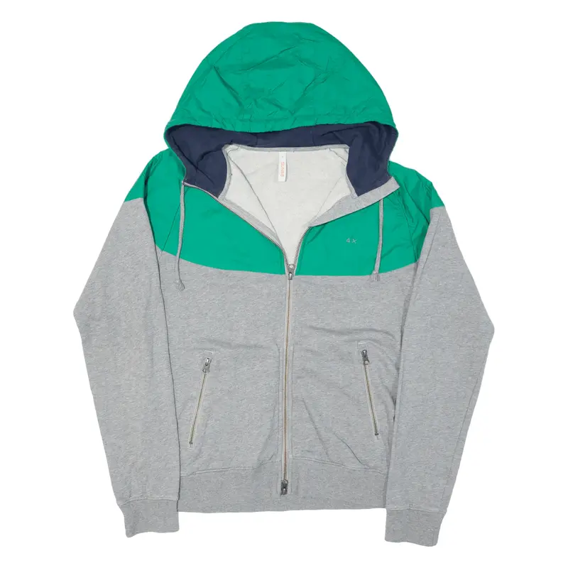 SUN 68 Mens Track Jacket Grey Hooded Colourblock M