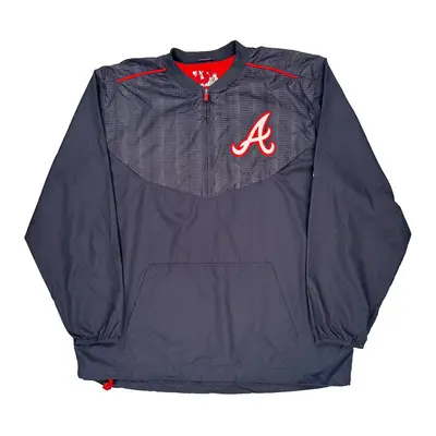 Atlanta Braves Majestic Mlb Windbreaker - 2XL Grey Polyester