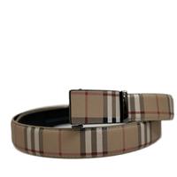 Men's One-Size-Fits-All Fashion Belt Plaid Design No Holes Click to Size Adjustable Strap