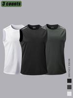 Men's Solid Color Tank Top, Breathable Quick Drying Vest, Casual Sleeveless Top for Gym Workout Running, Men's Clothes for Su...