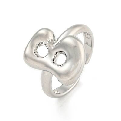 Brass Letter Open Cuff Rings for Women