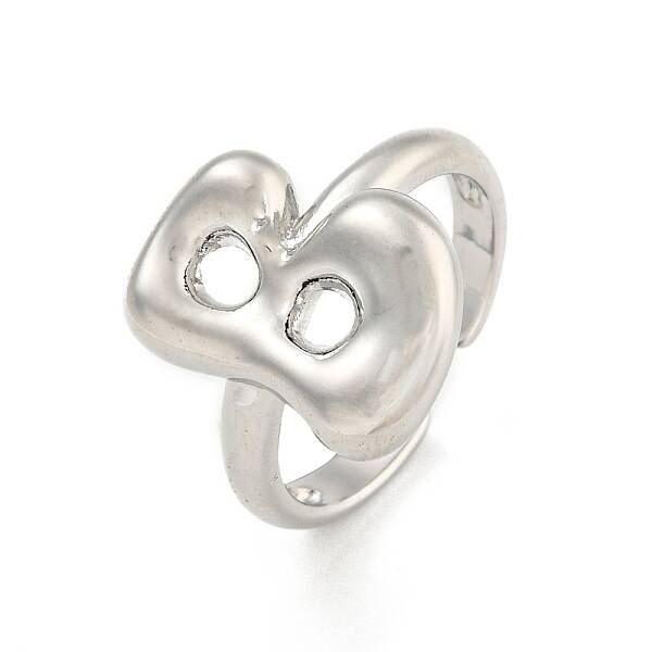 Brass Letter Open Cuff Rings for Women