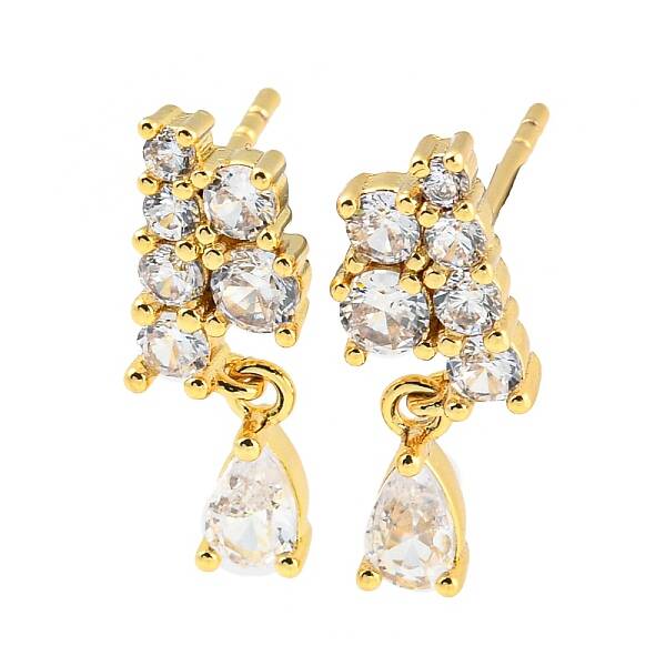 Rack Plating Brass Cubic Zirconia Grape Shape Dangle Stud Earrings