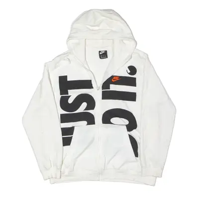 NIKE Just Do It Hoodie White Full Zip Mens XL