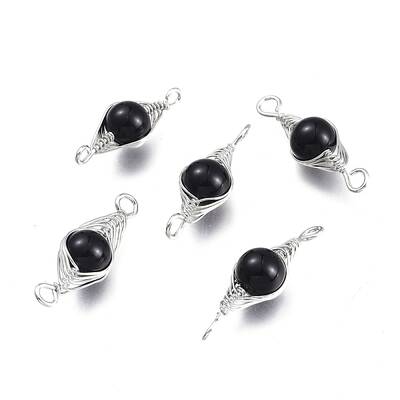 Natural Obsidian Links Connectors