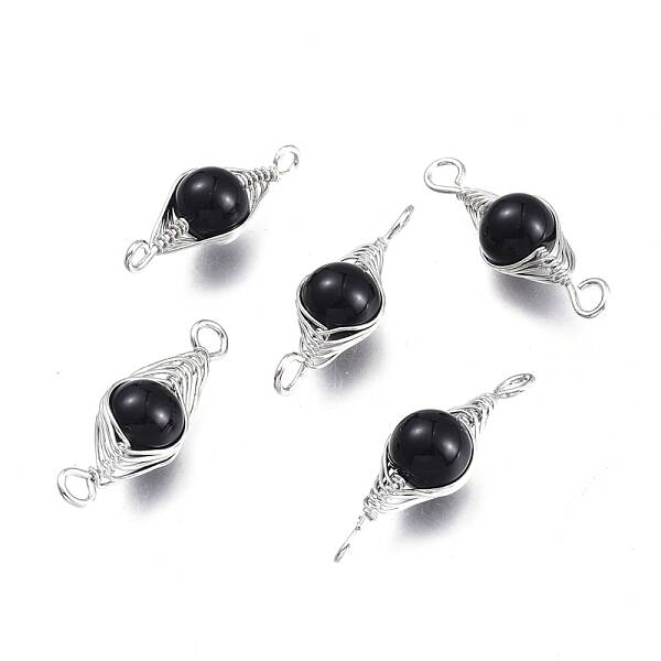 Natural Obsidian Links Connectors