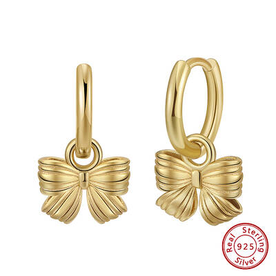 925 Sterling Silver Bowknot Hoop Earrings