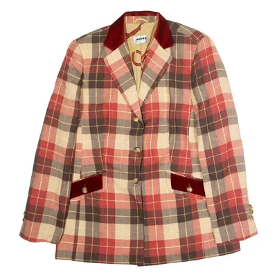 HUCKE Womens Blazer Jacket Red Wool 90s Check UK 12