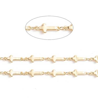Brass Sideways Cross Link Chains