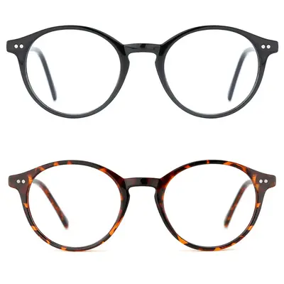 Blue Light Blocking Glasses Men Women Vintage Thick Round Rim Frame Eyeglasses 2PCS Set Round Frames for Male Female Eyeglass...