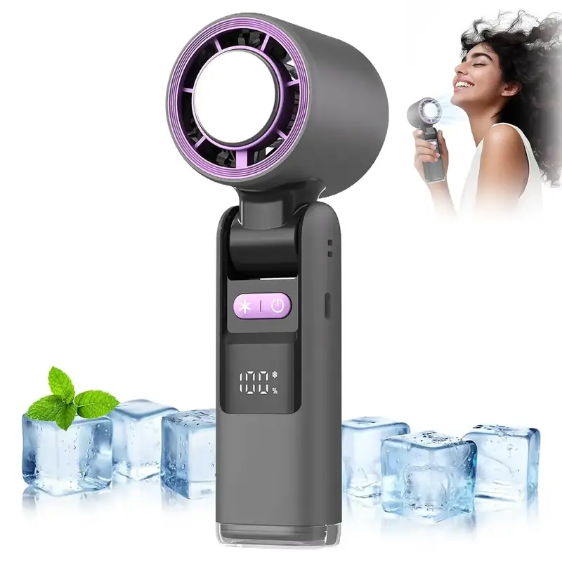 Portable Turbo Handheld Fan - 100 Speed Rechargeable 3-in-1 Cooling Design Foldable for Outdoor Travel & Summer Use with Emer...