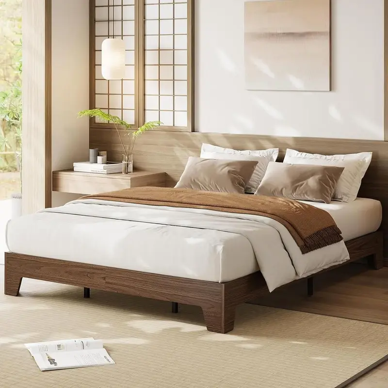 Garvee Wood Platform Bed Frame California King Wood Slat Support Noise-Free Design Particle Board Easy Assembly Underbed Stor...