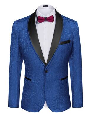 Floral Suit Jacket (US Only), Blue Paisley Pattern / S