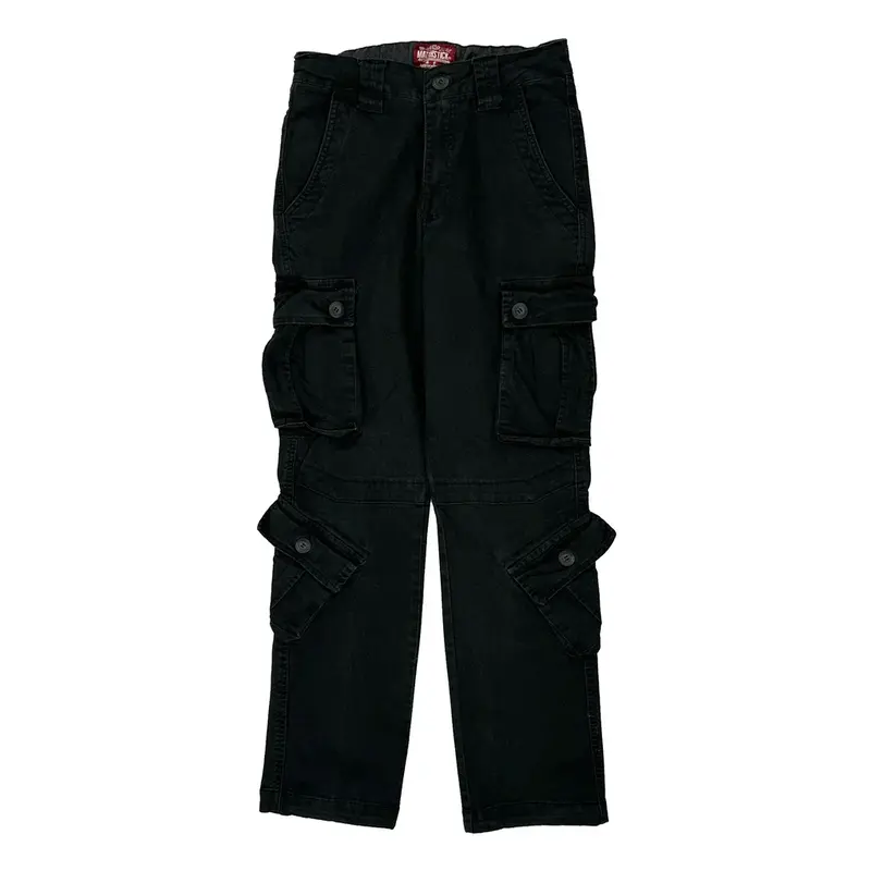 Matchstick Cargo Trousers - 28W 29L Black Cotton