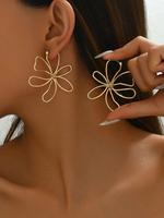 Hollow Out Flower Design Dangle Earrings, Fashionable Jewelry for Women, Trendy All-match & Exquisite Jewelry for Birthday Gi...