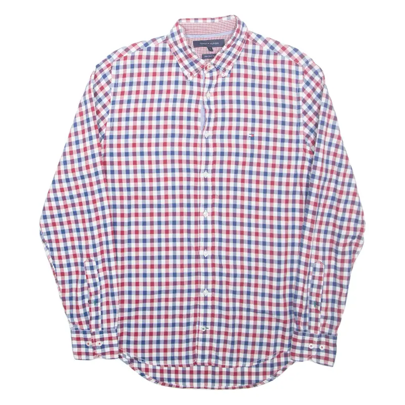 TOMMY HILFIGER New York Fit Mens Shirt Red Check Long Sleeve S