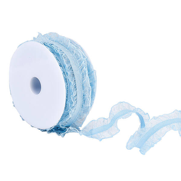 Chinlon Elastic Pleated Lace Trim