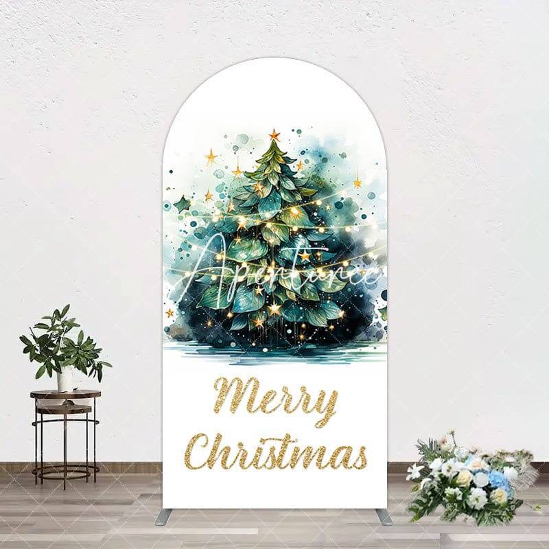 Aperturee Green Light Xmas Tree Merry Christmas Arch Backdrop, 1.6X4FT(0.5X1.2M), 38.18 USD, arch backdrop kit, YMGD9M91-A