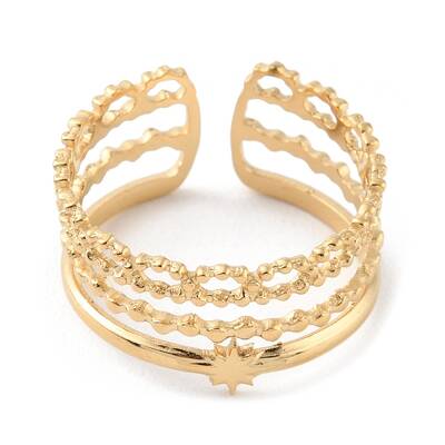 304 Stainless Steel Multi Line Open Cuff Rings