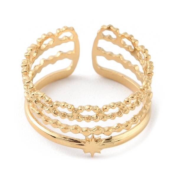 304 Stainless Steel Multi Line Open Cuff Rings