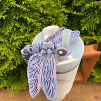 Vibrant Silky Articulated Dragonfly Cute Straw Toppers and Charms for Stanley Tumbers & 9.5mm Straws with Durable PLA Design ...