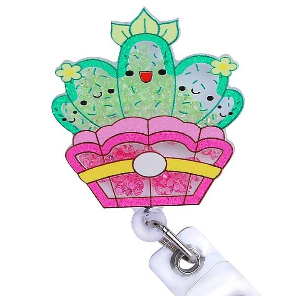 Rhinestone Quicksand Effect Acrylic & ABS Plastic Badge Reel