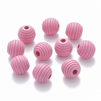Painted Natural Wood Beehive Beads
