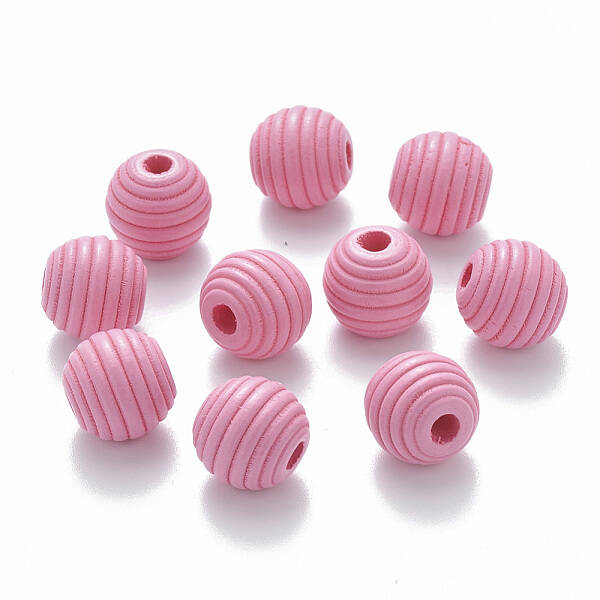 Painted Natural Wood Beehive Beads