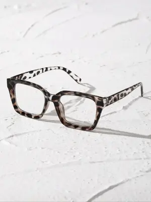 Unisex Fashionable All-match Square Frame Leopard Pattern Eyeglasses, Vintage Trendy Eyeglasses for Daily Use, Modern Fashion...
