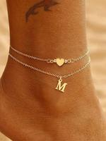 Letter Design Anklet, Stainless Steel Chain Anklet for Women & Girls, Fashion Jewelry for Party, Daily Clothing Decor, Trendy...