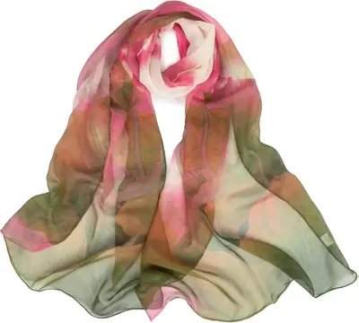 Women's Lightweight Floral Print Scarf Elegant Sheer Shawl Wrap for Spring Summer Polyester Georgette Chiffon Silk Feeling So...
