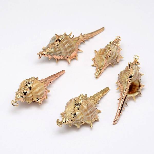 Golden Electroplated Conch Shell Pendants