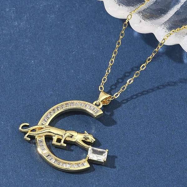Brass Micro Pave Clear Cubic Zirconia Pendant Necklaces for Women