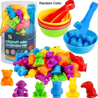Color Classification Toy, 1 Set Cartoon Animal Shape Sorting Sensory Toy, Counting & Matching Games, Preschool Learning Activ...
