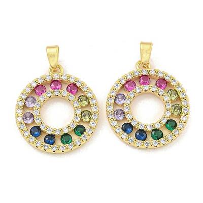 Round Rack Plating Brass Cubic Zirconia Pendants