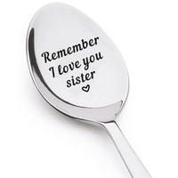 Remember I Love You Sister Spoon, 1 Count Engraved Stainless Steel Coffee Tea Dessert Spoon, Birthday Thanksgiving Christmas ...