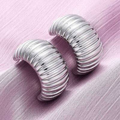 Brass Stripe C-Shaped Stud Earrings