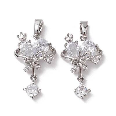 Brass Micro Pave Clear Cubic Zirconia Pendants