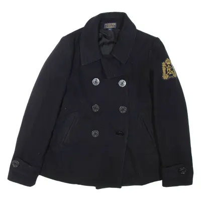 RALPH LAUREN POLO JEANS COMPANY Womens Overcoat Coat Black Wool M
