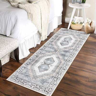 Garvee Washable Runner Rug 2x6 Stain Resistant Entryway Rug Non-Slip Backing Rugs for Bedroom Kitchen Low Pile Accent Rug Ind...