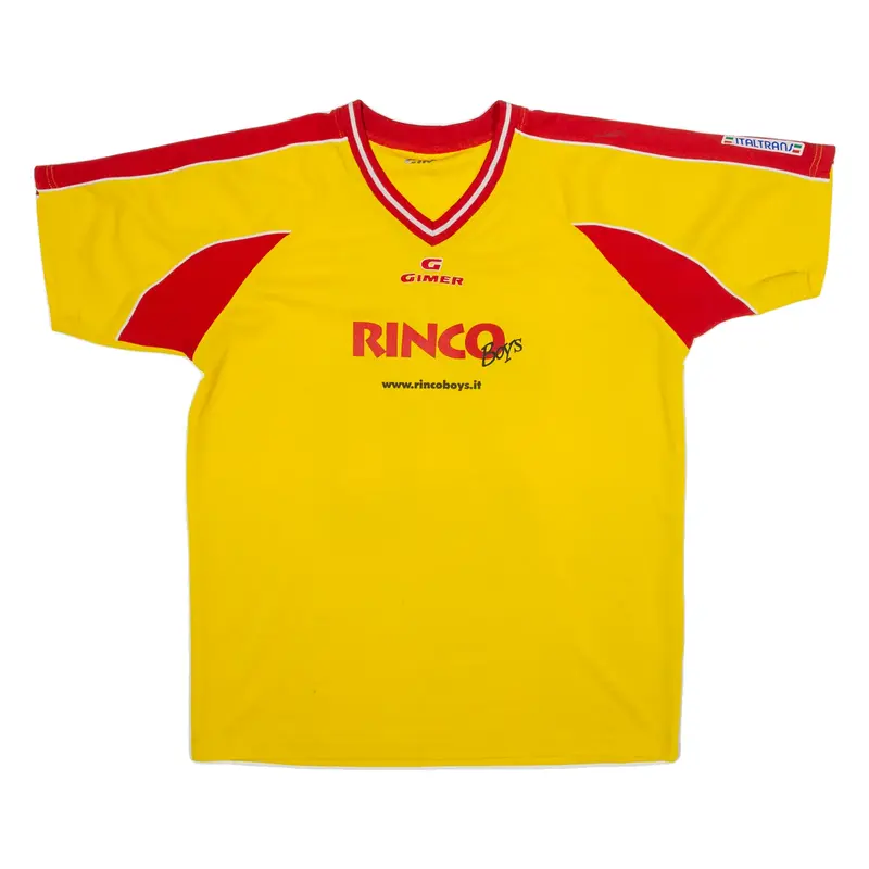 Mens T-Shirt Yellow V-Neck L