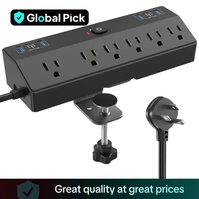 1650W Desktop Edge Power Board, 1 Count Detachable Fast Charging Power Strip with 4 Sockets & 4 USB Power Outlet & 10ft Exten...