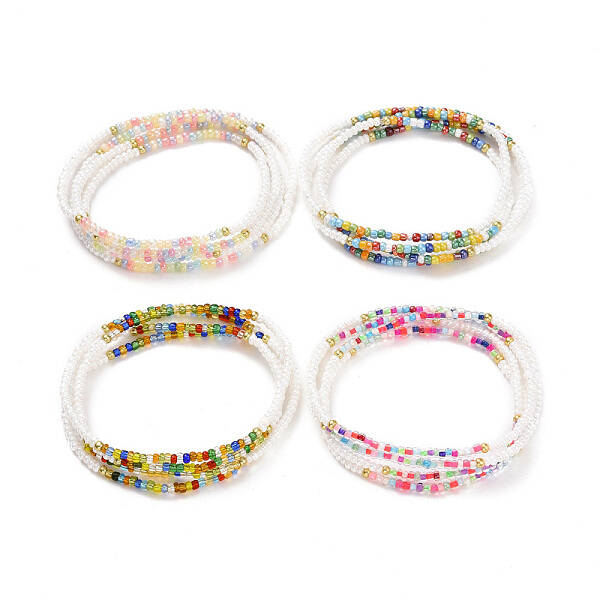 Glass Seed Beaded Elastic Waist Bead Chains