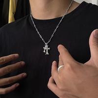 Double Cross Vintage Cross Long Pendant Necklace for Women - Stylish Stainless Steel Choker Jewelry, Trendy Gift for Women An...