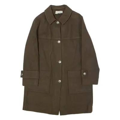 BRETAGNE Womens Overcoat Coat Brown Wool 80s L