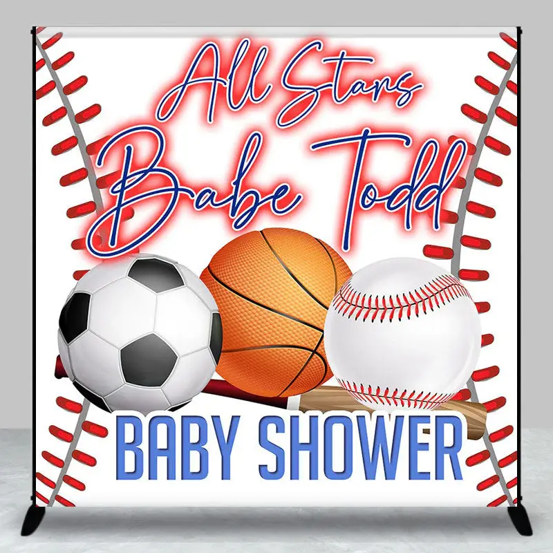 All Stars Sports Custom Name Baby Shower Backdrop