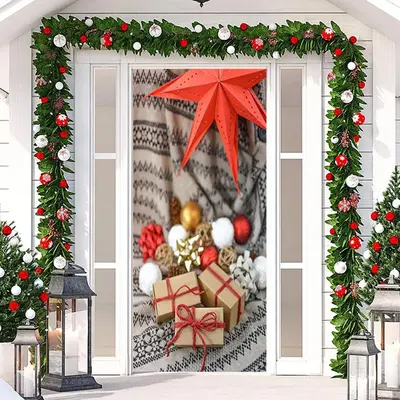 Blanket Gift Red Leaf Merry Christmas Door Cover - Aperturee